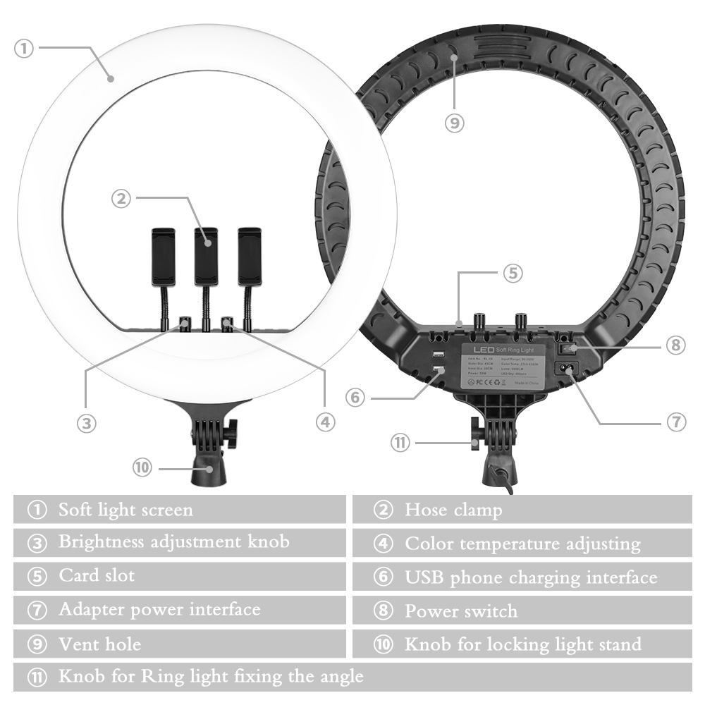SH 18 Inch Knob Ring Light LED - Photography Lighting Youtube บทวิจารณ์และราคา