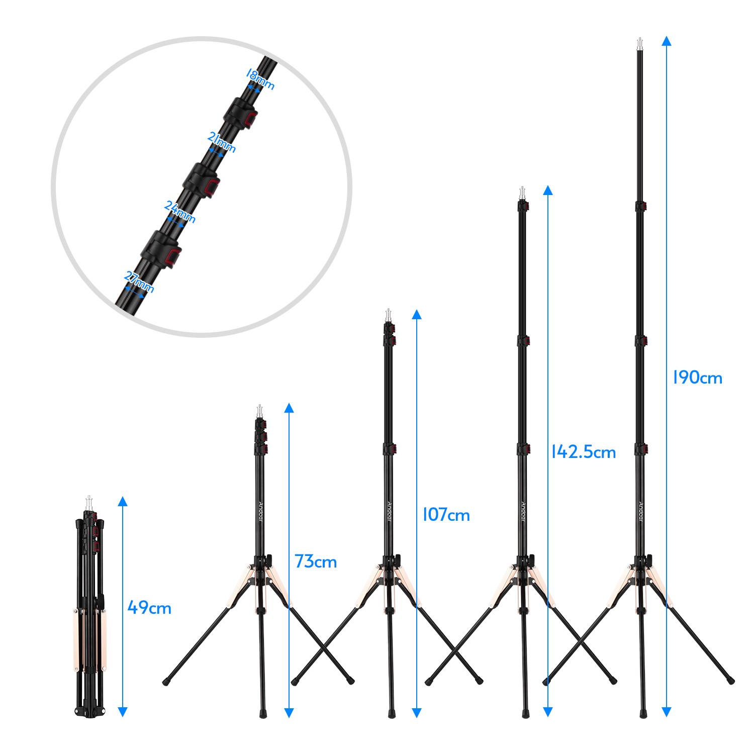 Andoer 190cm/74.8 Inch Portabl - Photography Lighting Design บทวิจารณ์และราคา